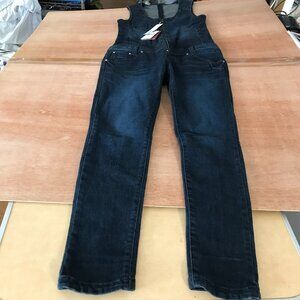 Evisu Denim Overall Jumpsuit Women One Size Black 1/4 Zip Pockets Sleeveless